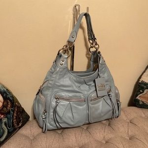 Coach Limited Edition JORDANA Pearlescent Sky Blue Leather Bag 15007